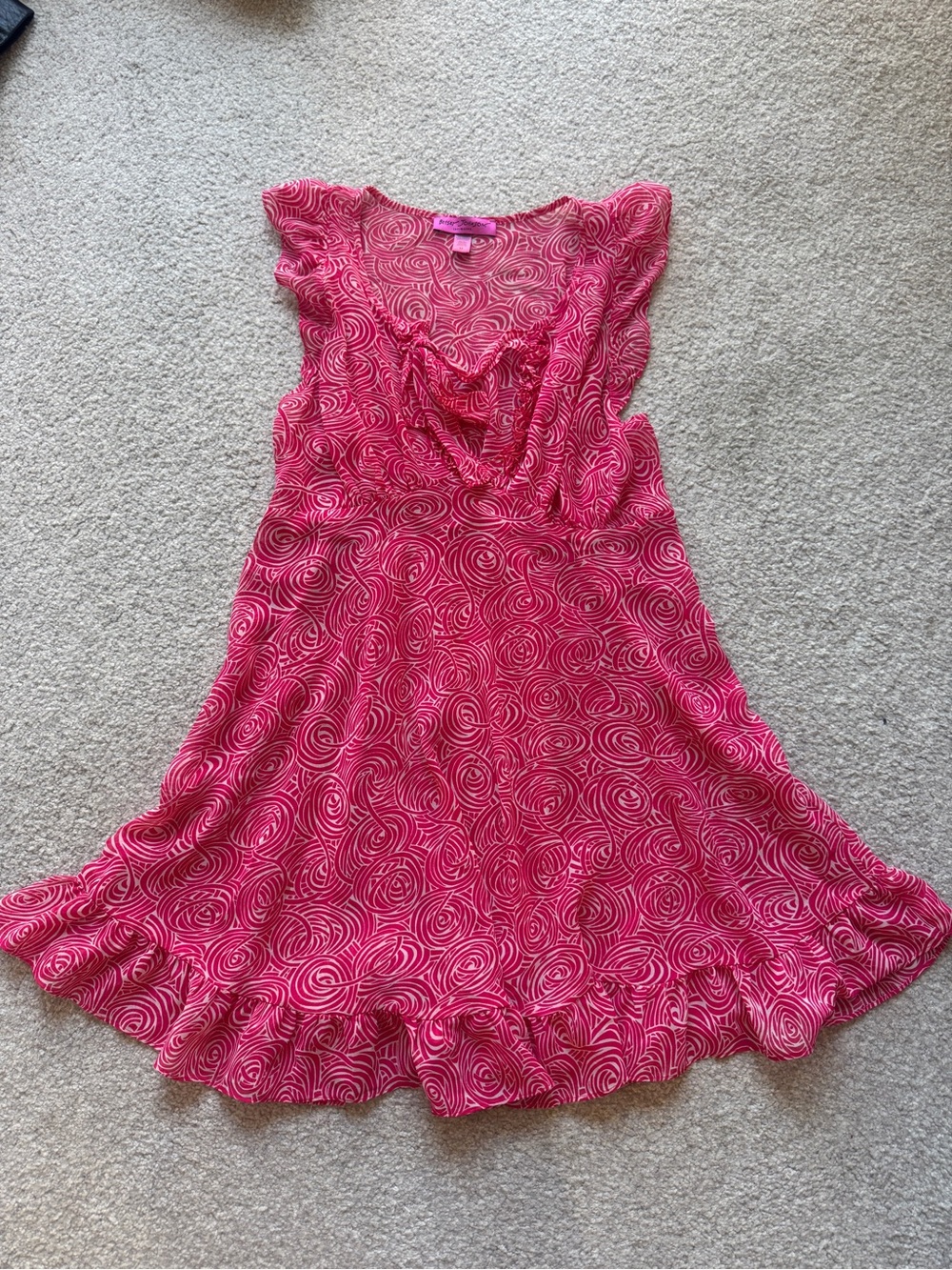 Betsey Johnson Intimates Pink Swirl Ruffle Hem Dress